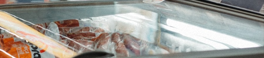 Meats inside a sliding door fridge