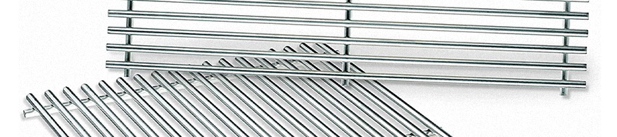 A stainless steel grill grates close up