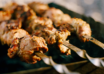 Cooking in a yakitori grill