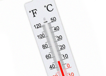 Thermometer showing 50 degrees fahrenheit