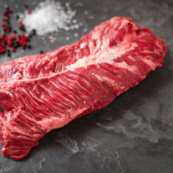 Beef hanger steak on table top