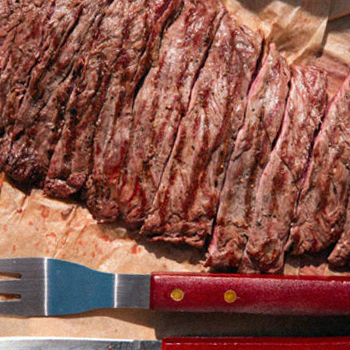 Beef skirt steak sliced off