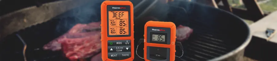 ThermoPro TP20 with a man grilling as background