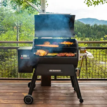 Meat grilling outdoors