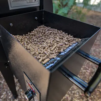 pellet hopper filled with pellet wood