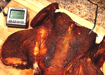 Grilled chicken on table with a Thermopro