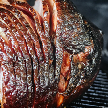 A ham inside the smoker