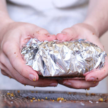 Holding pork in a foil