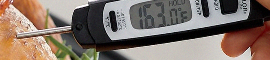 A person correctly using the thermometer