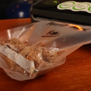 Vacuum sealed food inside a bag