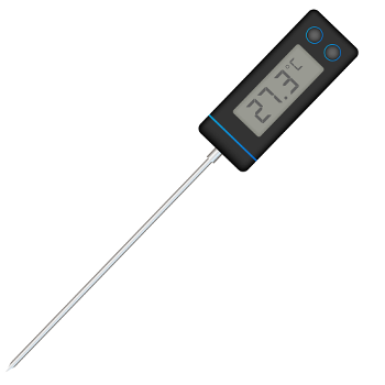Digital meat thermometer in plain background