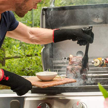 A man cooking on a grill