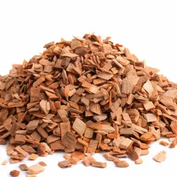 Wood chips on plain background