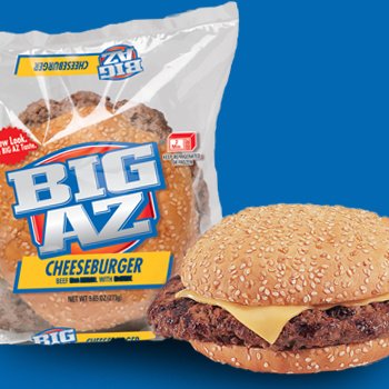 BIG AZ Cheeseburger on blue background