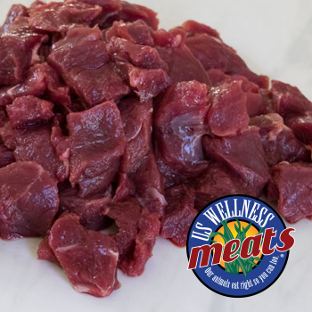 Raw bison stew meat