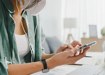 Woman checking on phone