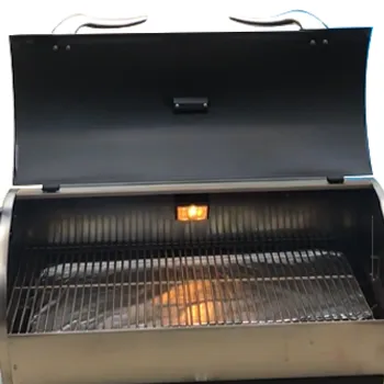 Opened lid of a pellet grill