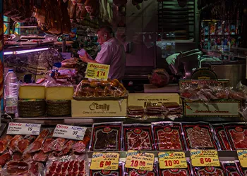Ethnic Grocer full of meat