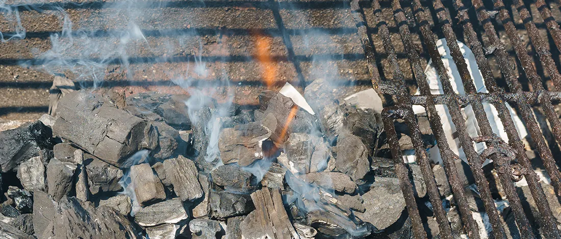A charcoal grill preparation