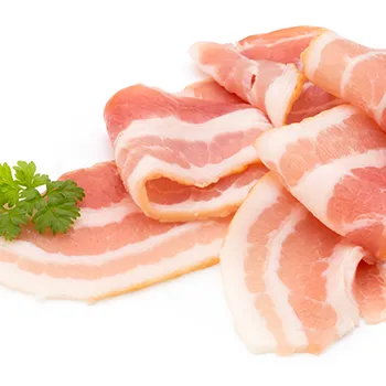 Bacon on plain background