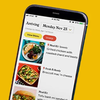 Food application mockup on cellphone