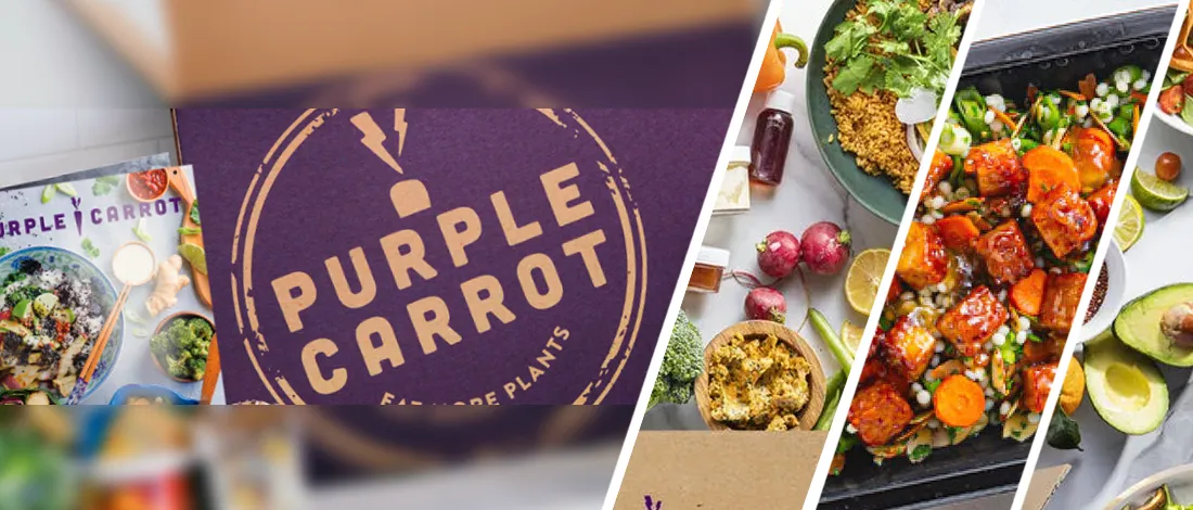 Purple Carrot food product and collage