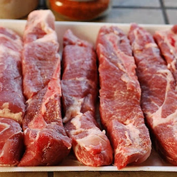 fresh cut steak meat in a plate