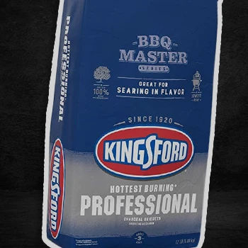 Kingsford Charcoal Professional Brand in black textured background with white outerline stroke