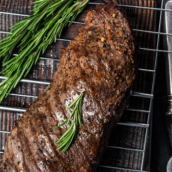 Top view close up image of a tri tip steak