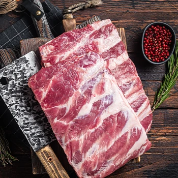 Pork ribs top view on cutting board