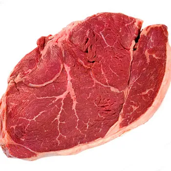 Top view of sirloin steak on plain white background