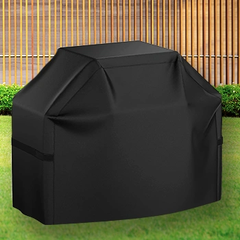 A full sized barbeque grill cover outdoor backyard