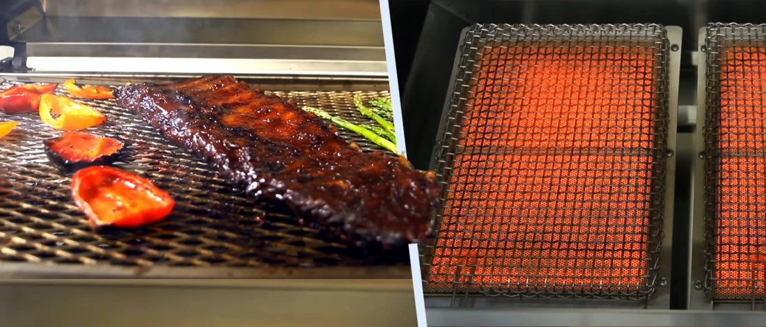 Grilling meat on an infrared grill