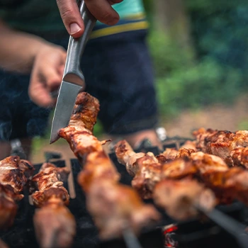 hand view of a person using the grill