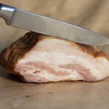 using knife on meat