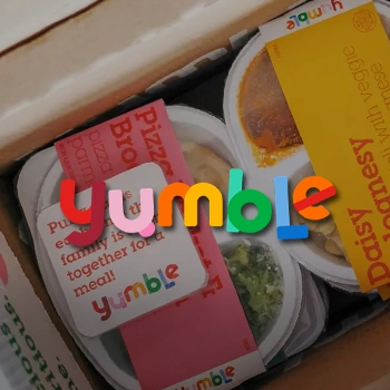 Yumble Logo overlay on a delivery product