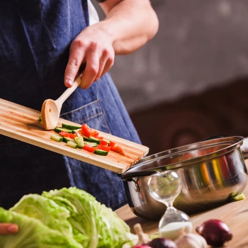 Cooking in the kitchen