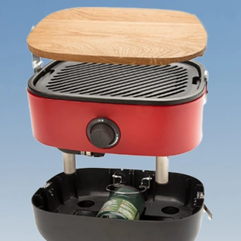 A breakdown of a portable grill