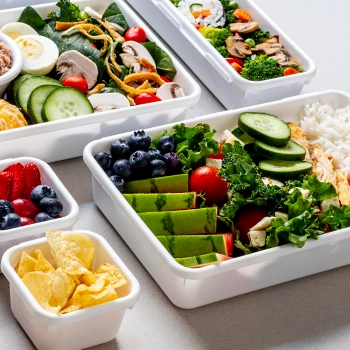 A variety of healthy food prep in a container