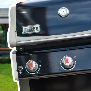 Close up image of a weber gas grill