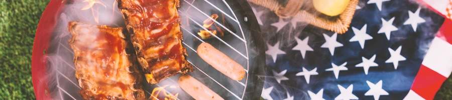 Grill cooking and USA flag