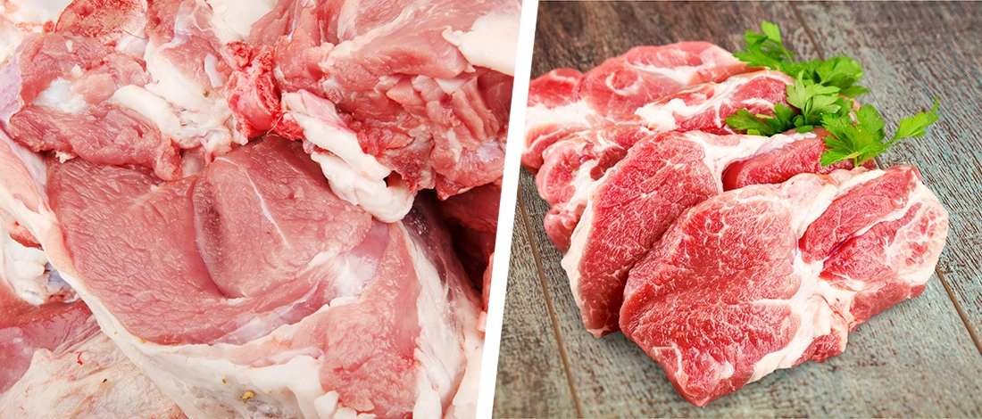 Different cuts of raw meats
