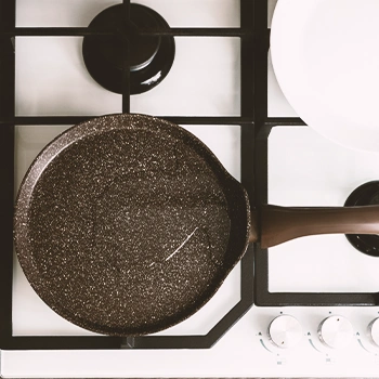 Top view of pan on a stove