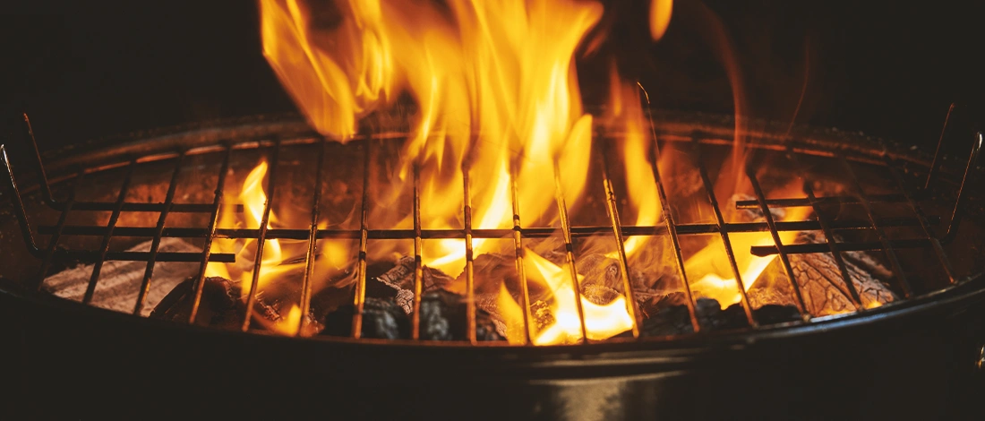 A fiery grill