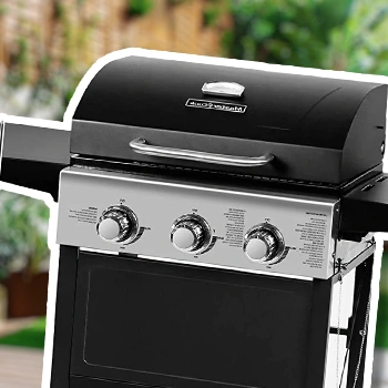 Master Cook 3 bbq propane gas grill brand in the backyard