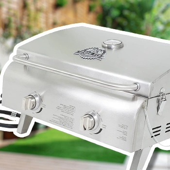 Pit Boss 75275 bbq propane gas grill brand in the backyard