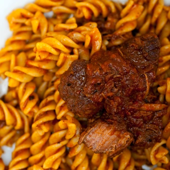 Beef Ragu served on a pasta