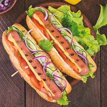 Cooked hotdog sandwiches