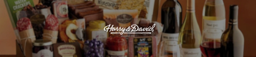 Blurred background with logo overlay of Harry and David