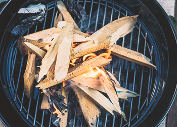 Wood chunks on a bullet smoker